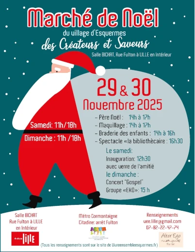 Affiche du Marché de Noël des Créateurs et Saveurs du Village d'Esquermes